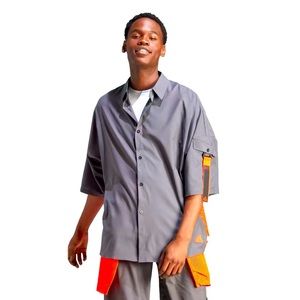 ADIDAS Shirt MCE Q2 Mens Large Gray Red Button Up PRShirt Golf Activewear IC6739